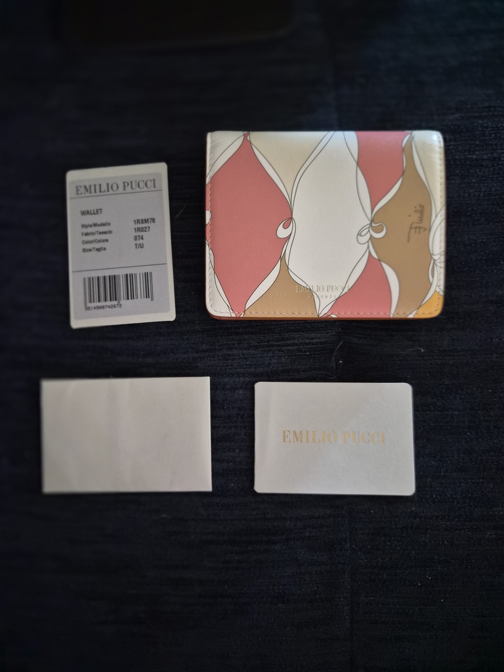Emilio Pucci Vintage Bifold Wallet Pink Tan 1RSM78